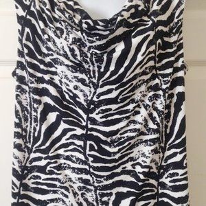CHAUS ZEBRA PRINT WOMEN'S SLEEVELESS TOP COWL NECK XL ~ EUC